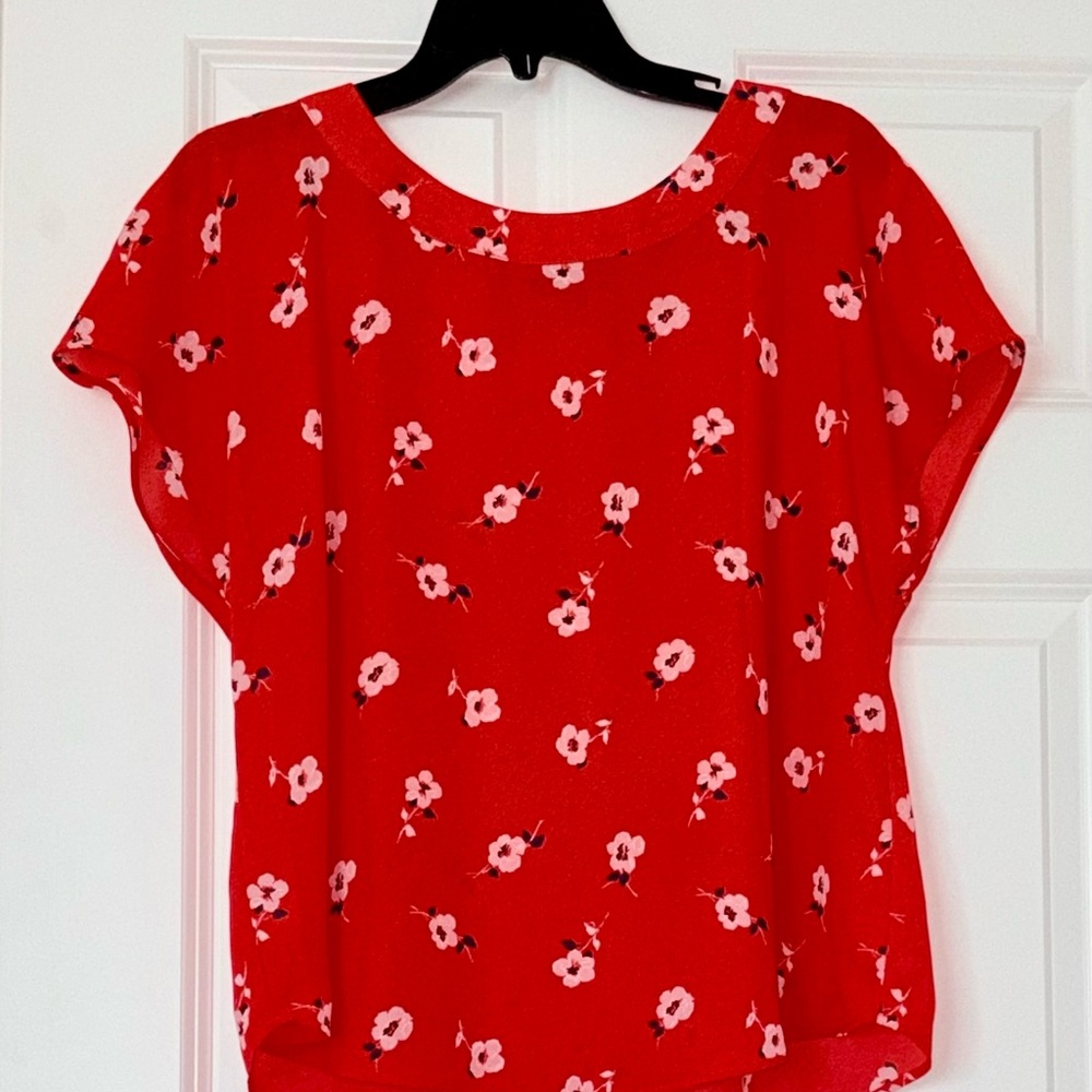Banana Republic Red Short Sleeve Relaxed Blouse